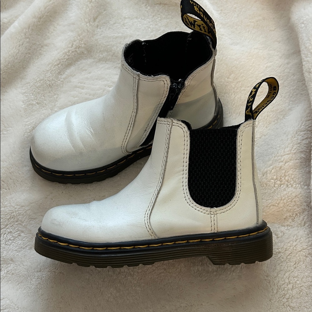 Dr. Martens White and Black Leather Boots